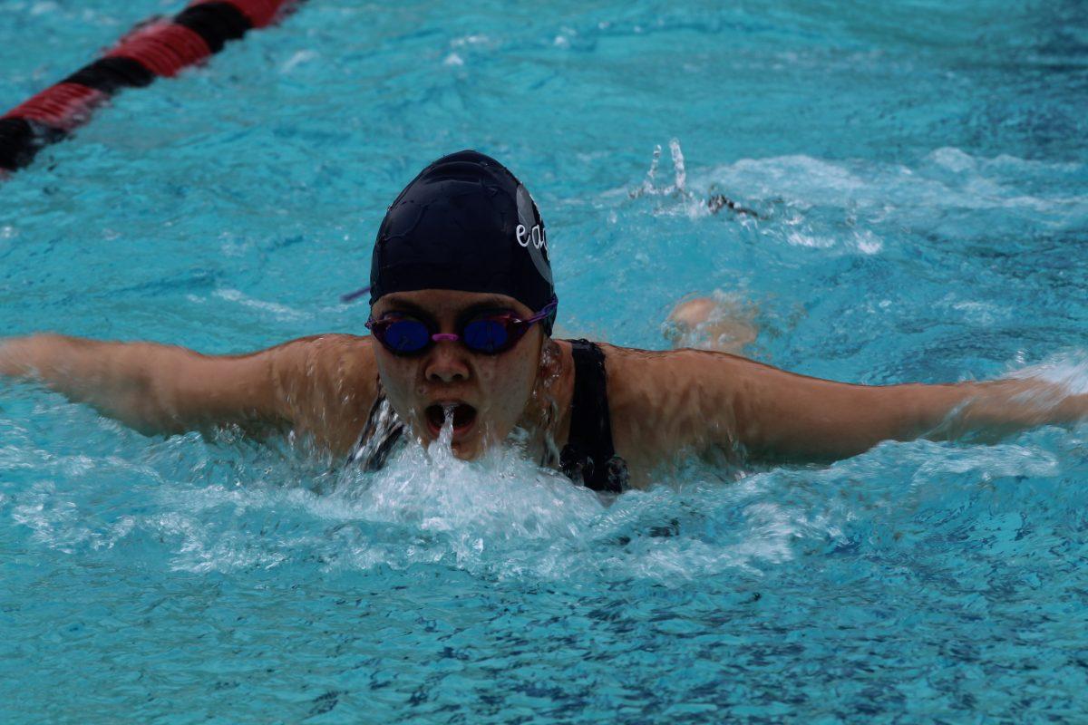 SUCCESSFUL SWIMMING Sophomore Audrey Tjoa swims against Alhambra High School on April 12.
