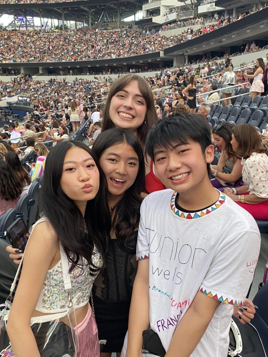 JUNIOR JEWELS: Lau and his friends pose at Taylor Swifts Eras Tour concert (Courtesy of Marcus Lau)