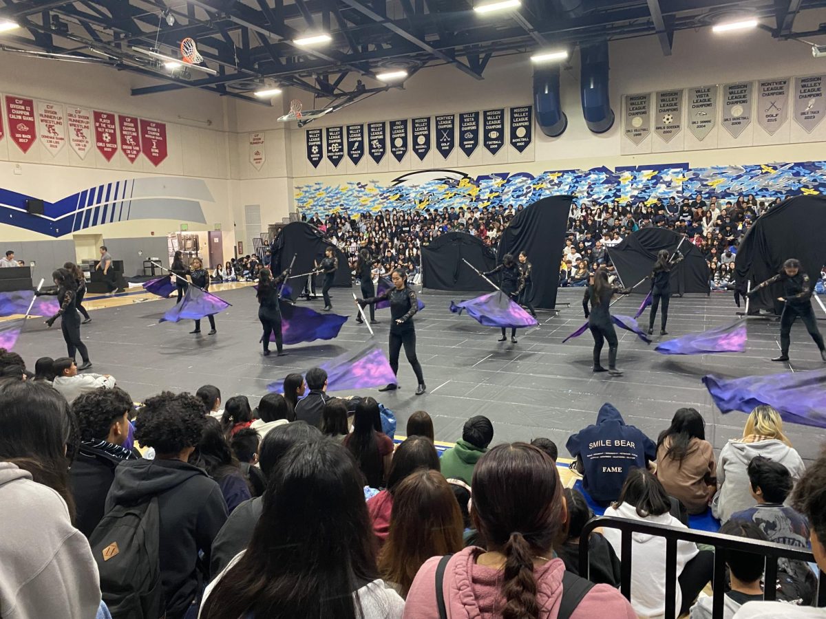The Gabrielino Winterguard performs at the Renaissance Rally.