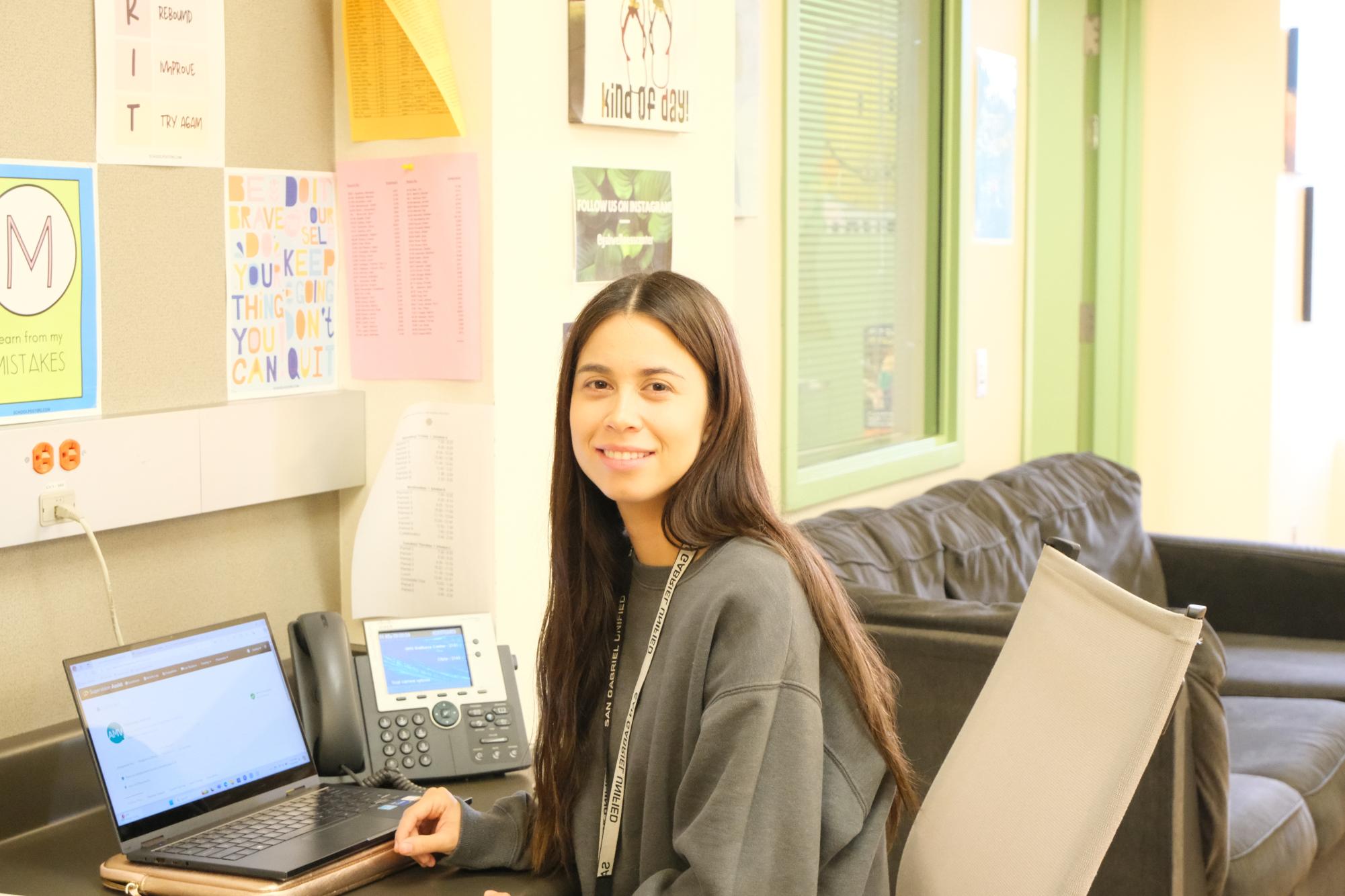 Andrea Medrano working at the Wellness Center.