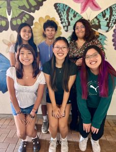 Peer Helping 3 students. Top row from left: Ava Yamashita, James Gonzalez Valencia, Sophia Orozco. Bottom row from left: Fatima Benitez, Allyson Kim, Oralee Tran. Courtesy of Chad Budde