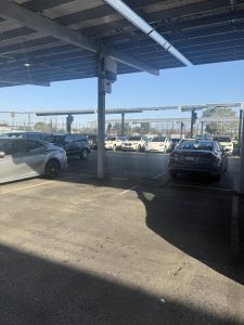 Teachers' parking lot has empty spots, yet many still choose to park in the student section. 