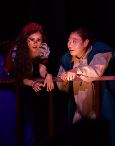 Sophia Sanchez playing Esmeralda and Emily Wang playing Quasimodo in "The Hunchback of Notre Dame."