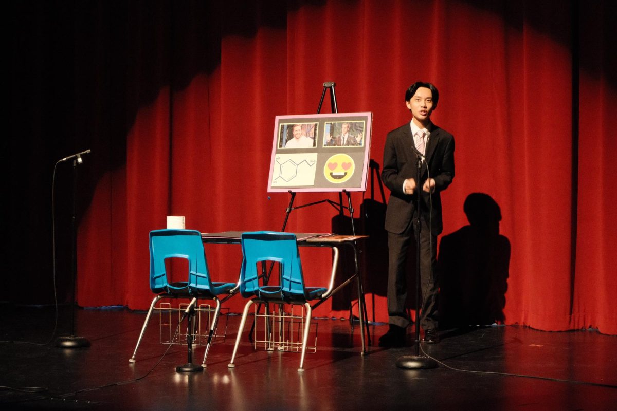 Cedric Hua, junior, performs an Informative speech