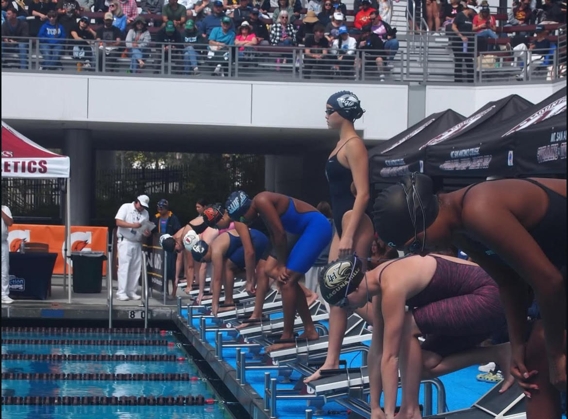 Gabrielino Swim Team at CIF, hosted at Mt. SAC