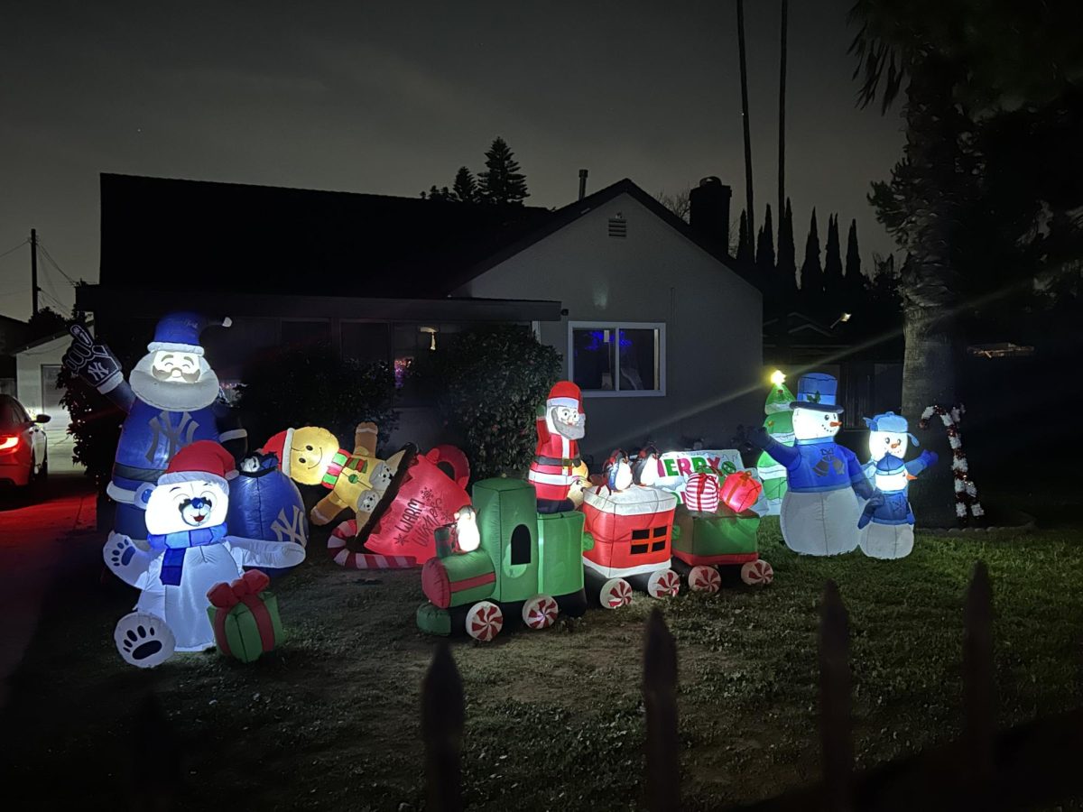 House in San Gabriel embracing the holiday season with Christmas decorations