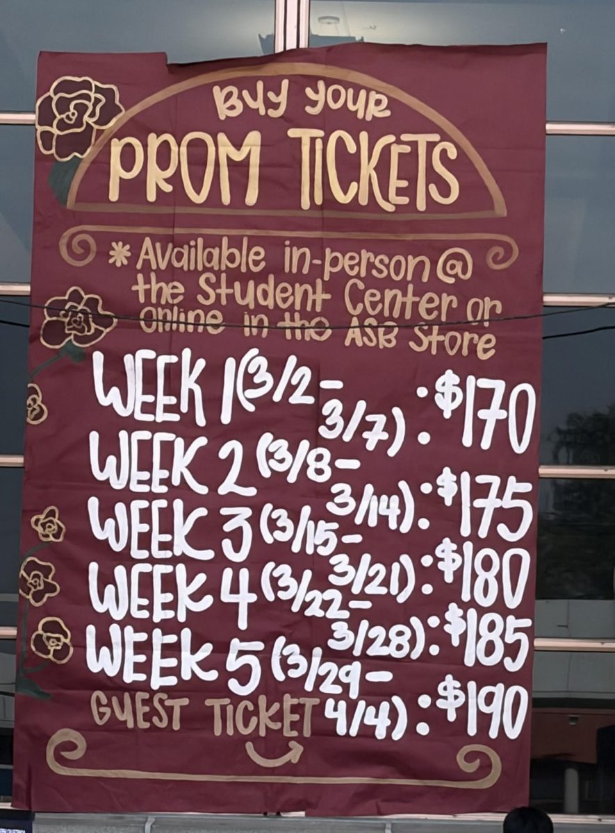 Prom ticket prices throughout March